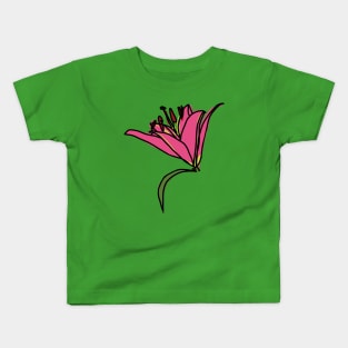 Digital Painting of a Pink Lily Flower Kids T-Shirt